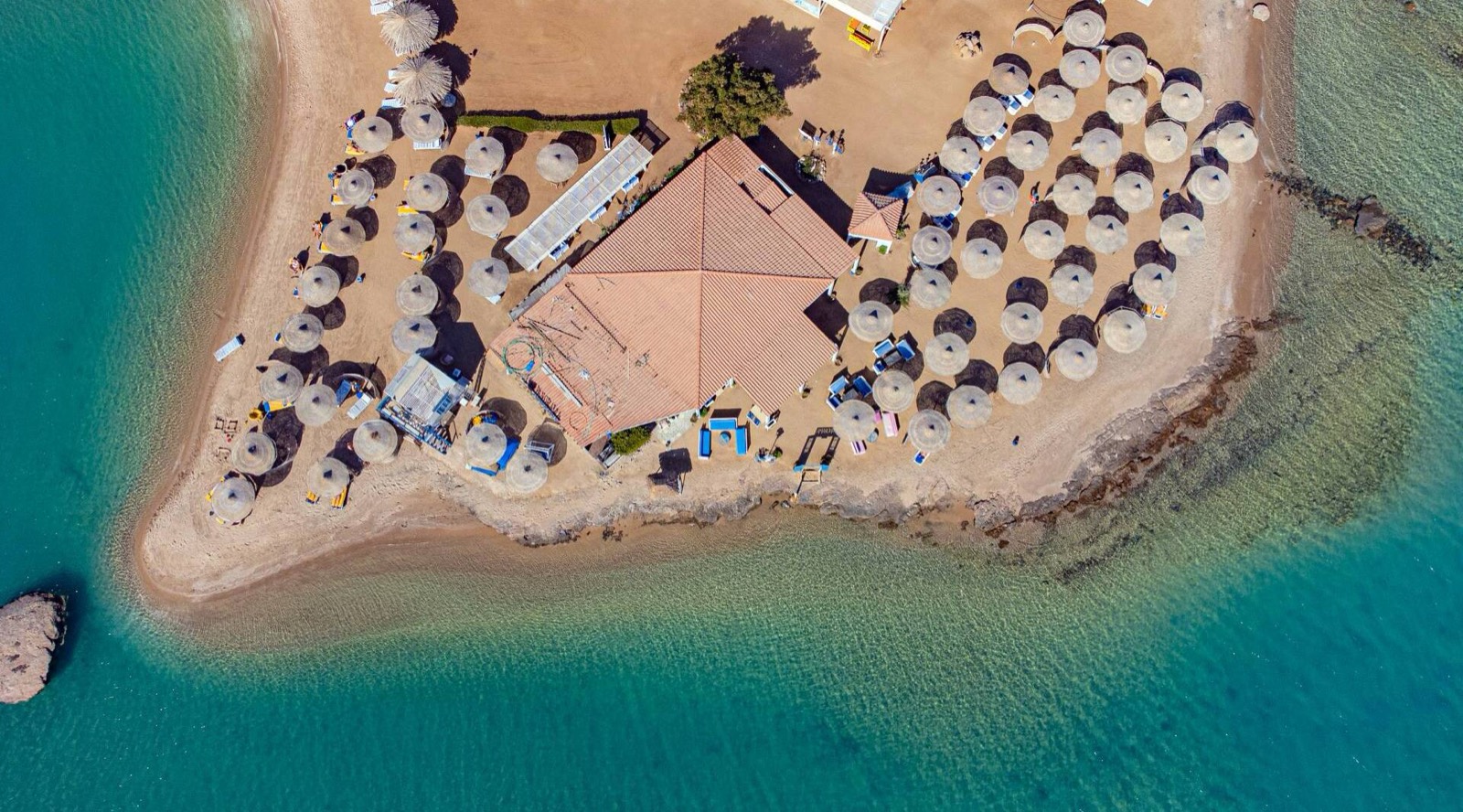 Private beach of the resort seen from above