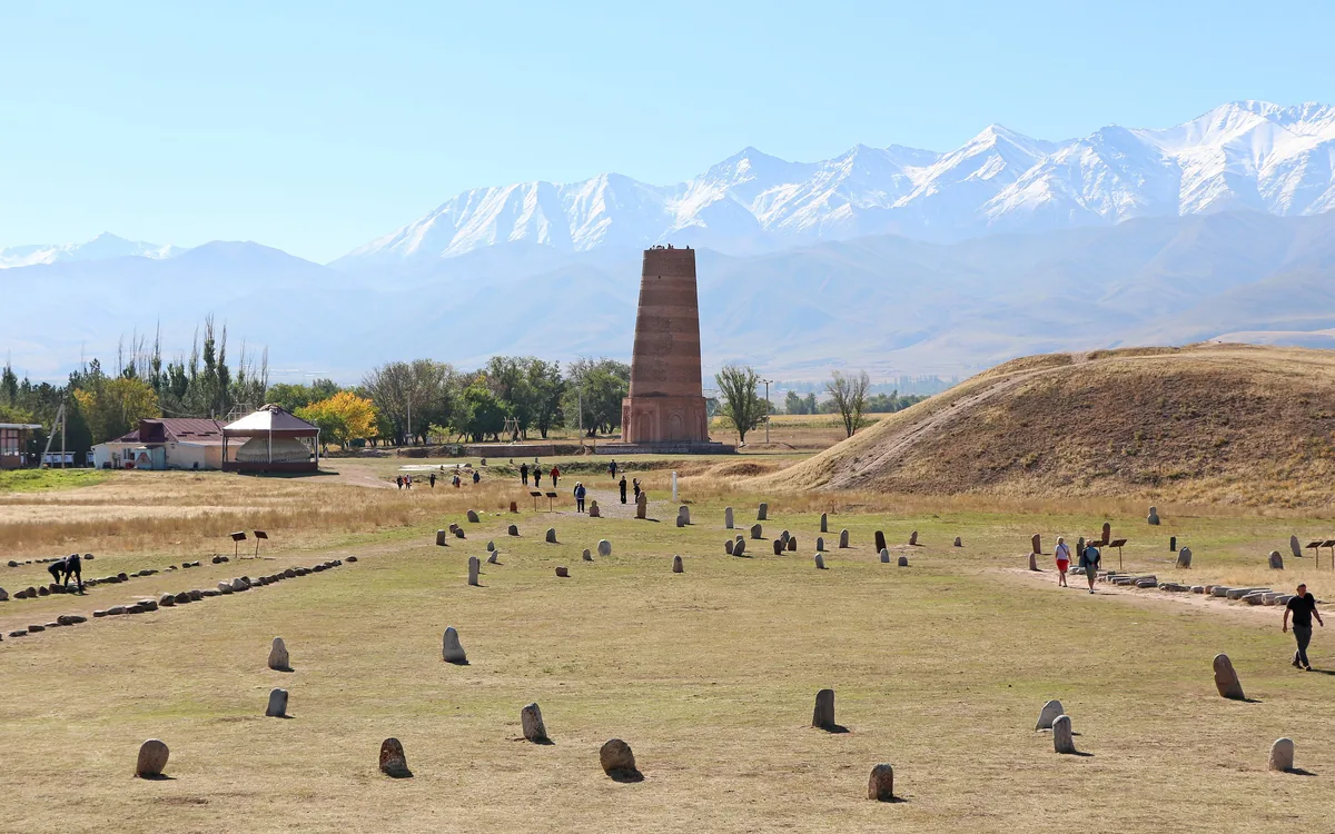 The Burana Tower, an 11th century minaret on the Silk Road plain